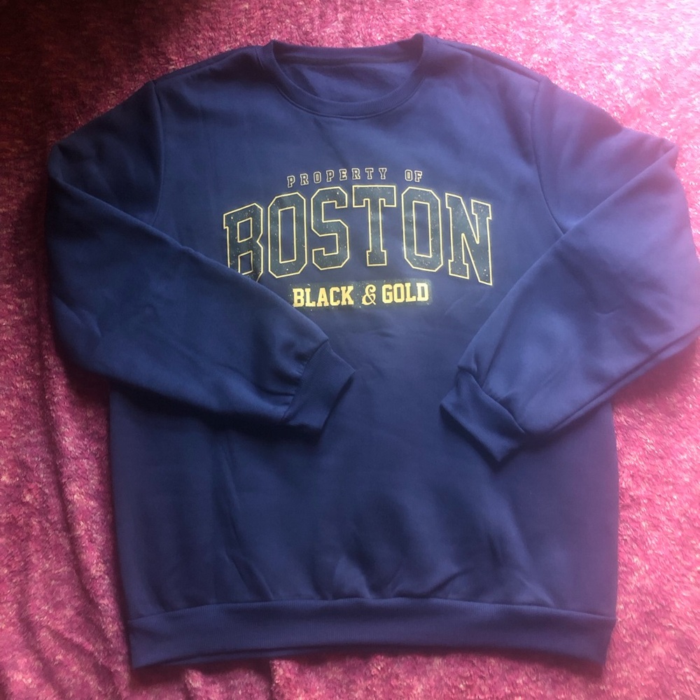 ❤️NWOT Manfinity Property of Boston Black & Gold Navy Blue Sweatshirt Size Large